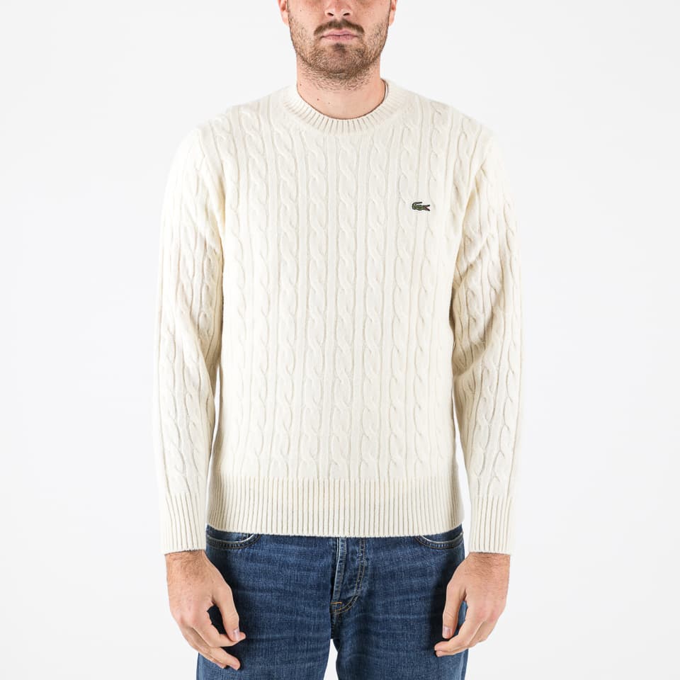 Thick Carded Wool Cable Sweater - Lacoste - Jumpers & Sweaters