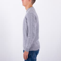 Crew Neck Wool Cable Sweater - 4