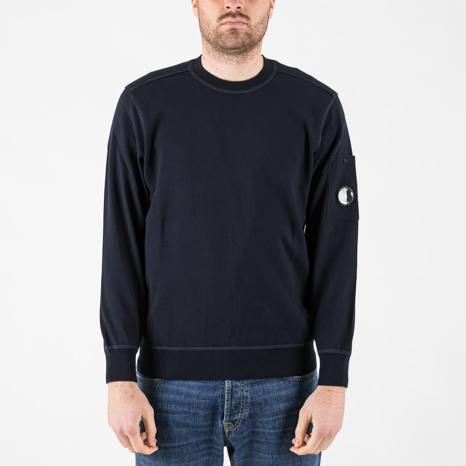 Cotton Sea Island Crewneck Lens Sweater - C.P. Company - Jumpers & Sweaters