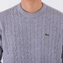 Crew Neck Wool Cable Sweater - 6