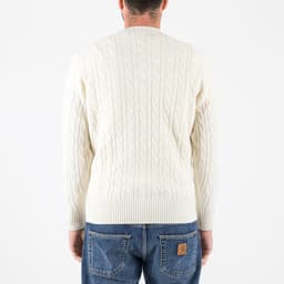 Thick Carded Wool Cable Sweater - 5