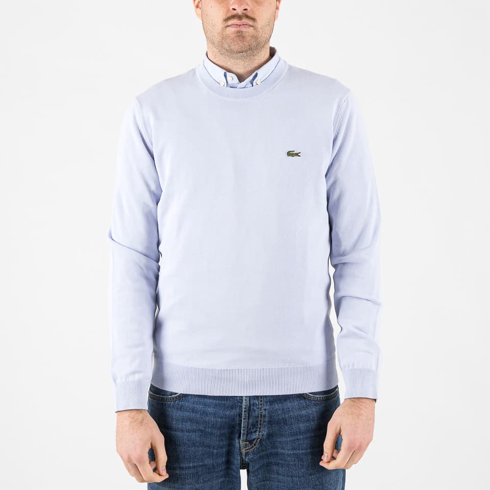 Monochrome Crew Neck Cotton Sweater - Lacoste - Maglie
