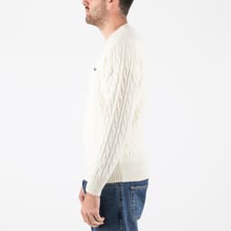 Thick Carded Wool Cable Sweater - 4