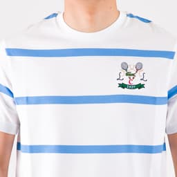 Tennis Embroidered Crew Neck Striped Cotton Jersey T-Shirt - 5