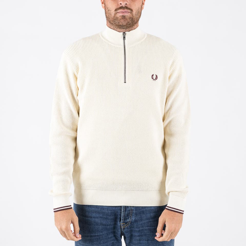 Waffle Stitch Half Zip Jumper - Fred Perry - Jumpers & Sweaters