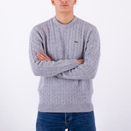 Crew Neck Wool Cable Sweater - 2