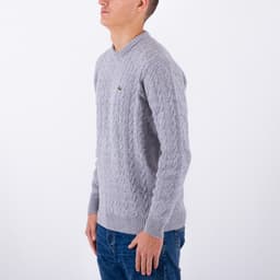 Crew Neck Wool Cable Sweater - 3