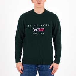 Flag Knitted Embroidered Crew Neck Jumper - 1