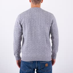 Crew Neck Wool Cable Sweater - 5