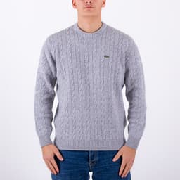 Crew Neck Wool Cable Sweater - 1