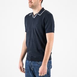 Tipped Knitted Open Collar Polo Shirt - 2