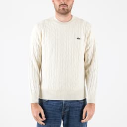 Thick Carded Wool Cable Sweater - 1