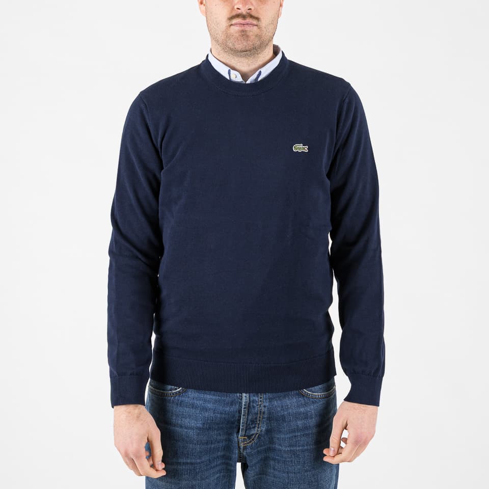 Monochrome Crew Neck Cotton Sweater - Lacoste - Maglie